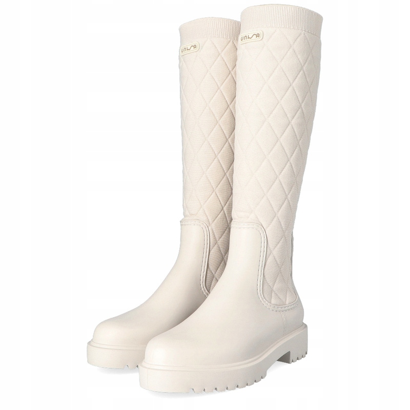 Wysokie kalosze premium - UNISA OFF WHITE 38 Materiał wkładki inny