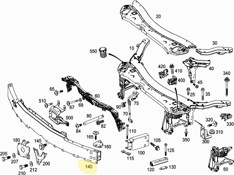 BELKA ZDERZAKA przód Mercedes E W213 GLC X253 Strona zabudowy przód