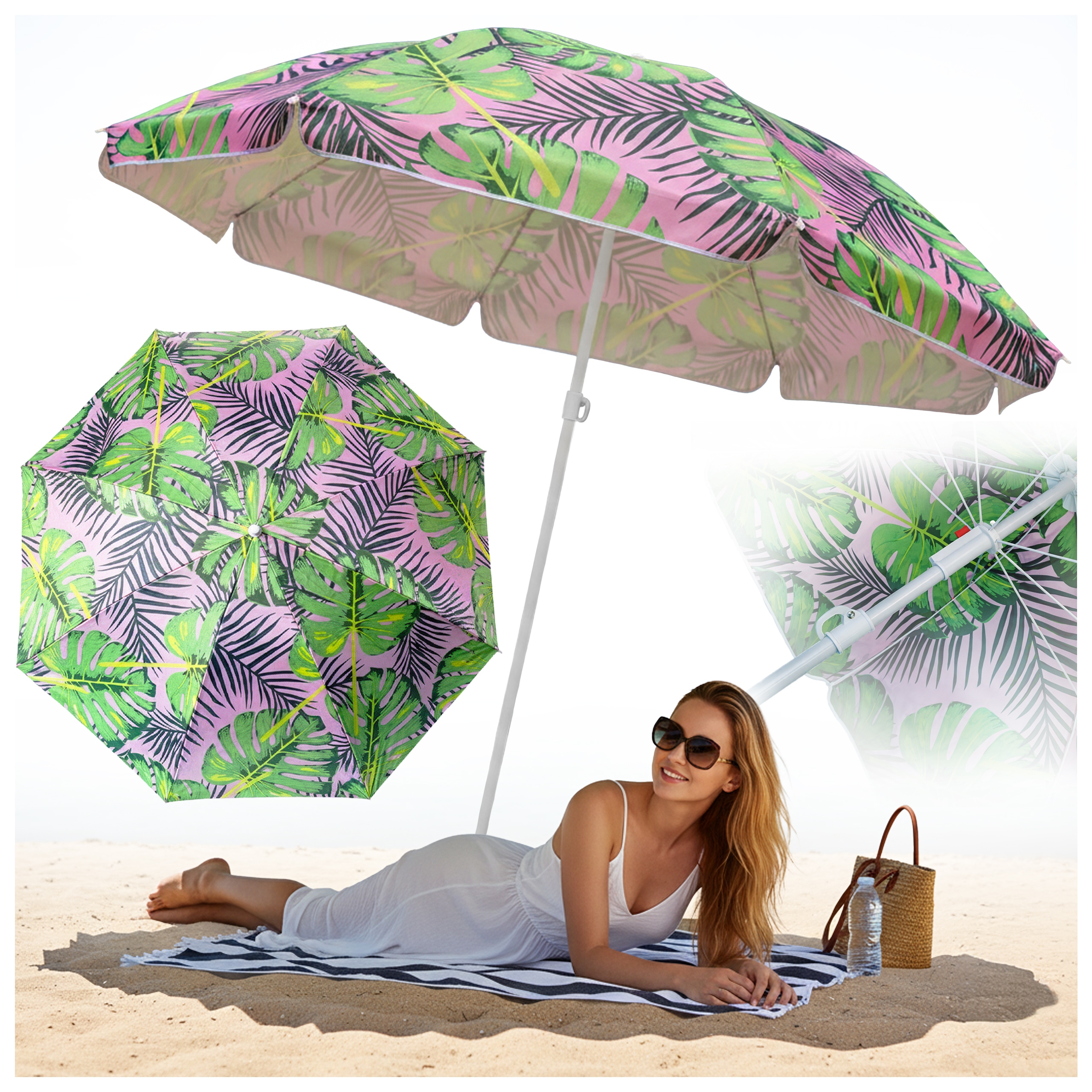 Parasol Plażowy Ogrodowy Balkonowy Koral 1C 180 CM