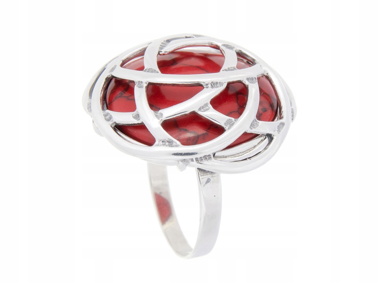 Stříbrný Korálový Vel Prstýnek .24