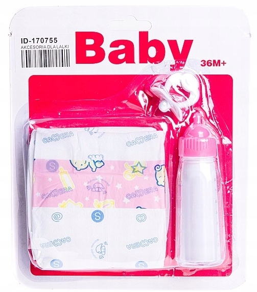 AKCESORIA DLA LALKI DO KARMIENIA PAMPERS BUTELKA