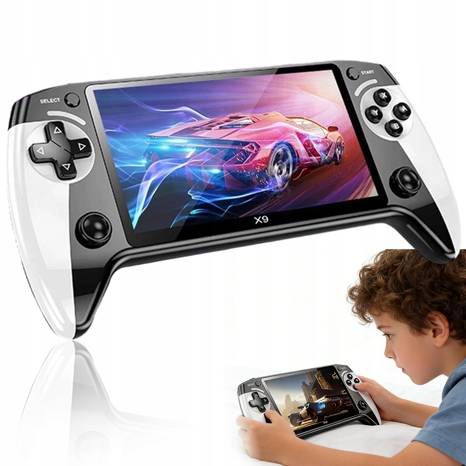 Przenośna Konsola 6000 Gier 5.5" Ekran Hd 2000MAH Type-c Biało-czarna