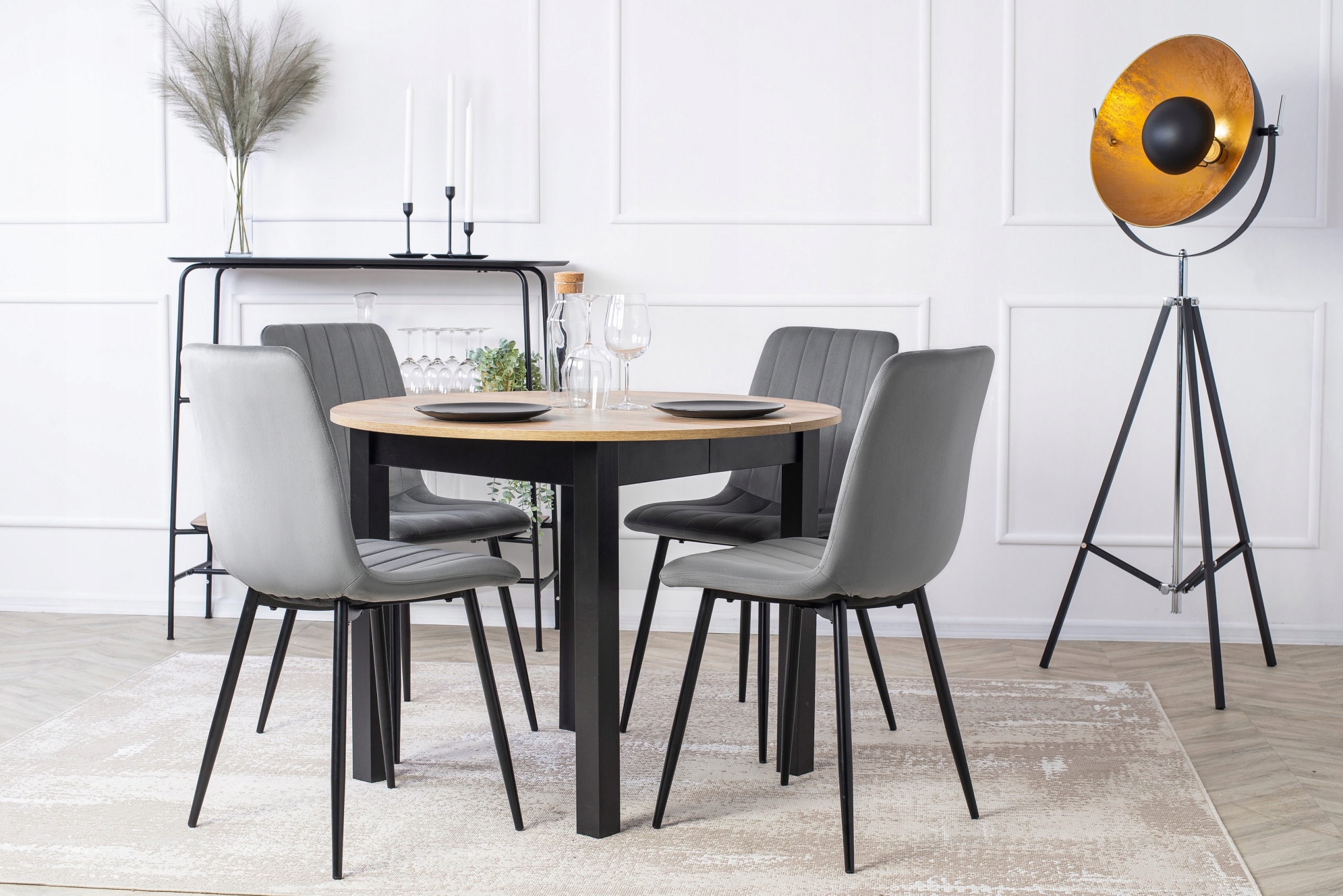 Zestaw Stół Z Krzesłami Rozkładany Okrągły Dąb Riviera Do Salonu Kuchenny EAN (GTIN) 5906284106825