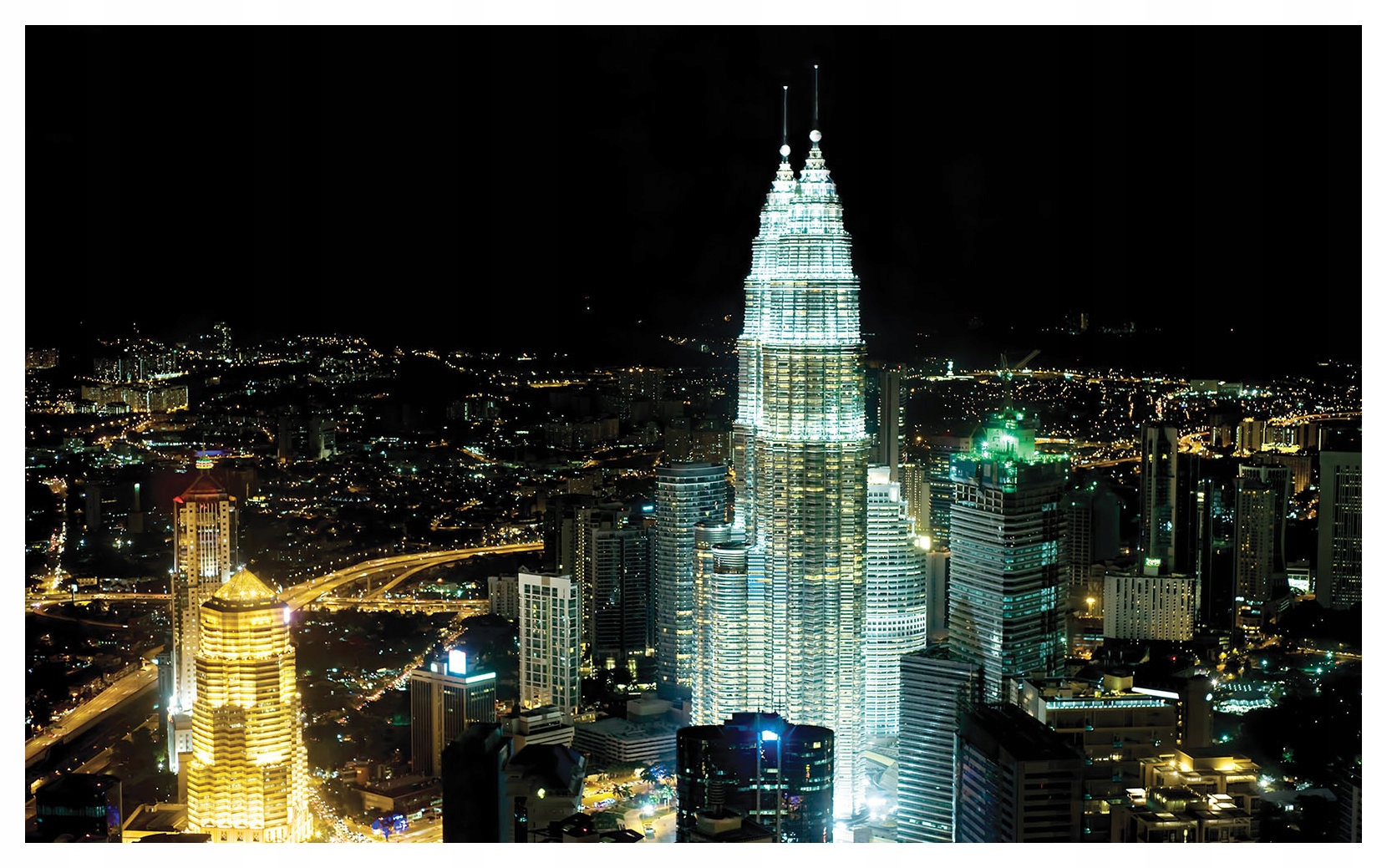 Fototapeta vlies Petronas v noci Kuala Lumpur krajina mesta 350x250 lepidlo
