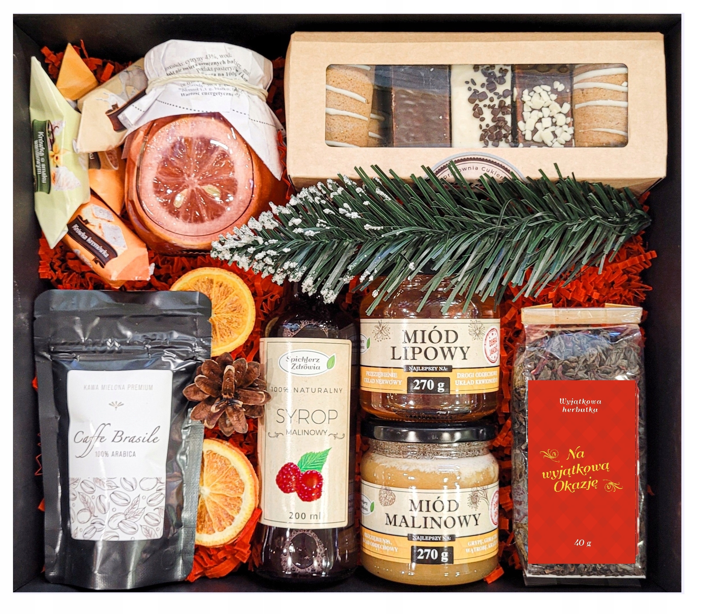 Premium Velký Dárkový Koš Med Perníky Lahodnosti Káva Čaj