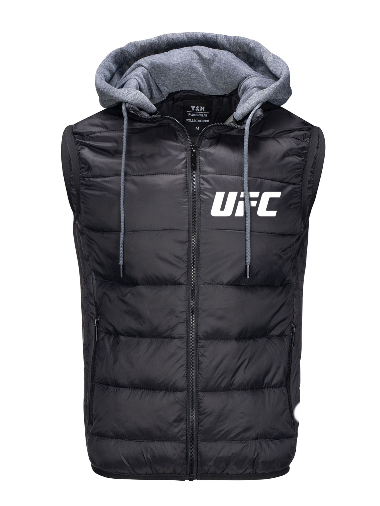 Pánská Prošívaná Vesta S Bunda Bez Rukávů Ufc, Černá, M