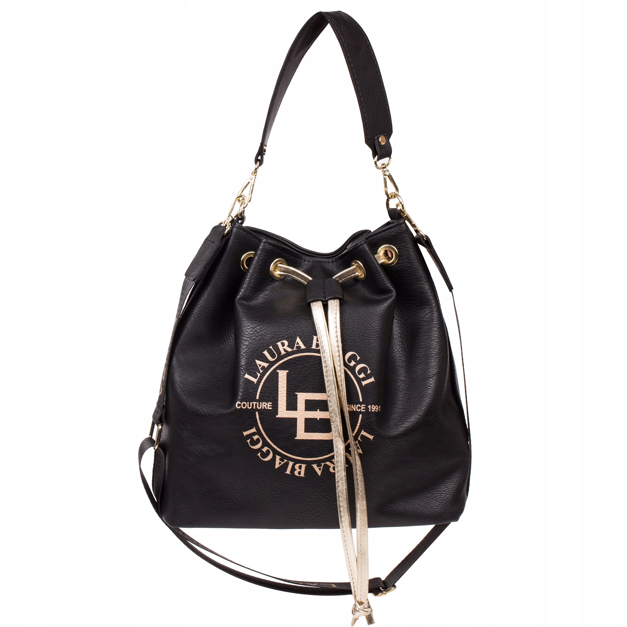 

Polska Torebka Damska Worek Laura Biaggi Czarna