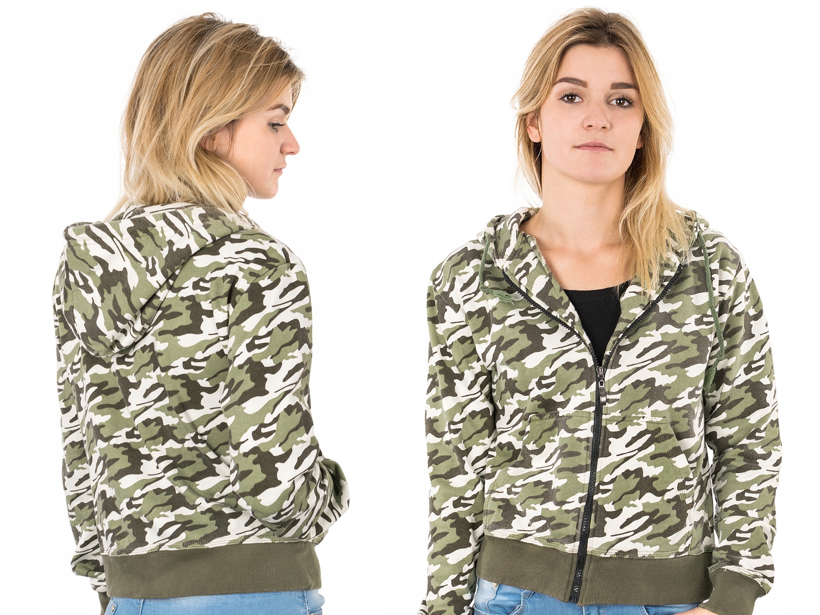 

Bluza Damska Dresowa Moro z Kapturem 6021 M zielon