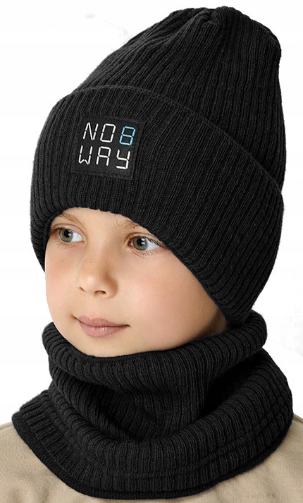 CZAPKA i KOMIN KOMPLET CHŁOPIĘCY ZIMOWY 7-12 L