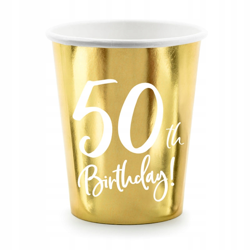 KUBECZKI PAPIEROWE ZŁOTE NA 50 URODZINY 6 SZTUK