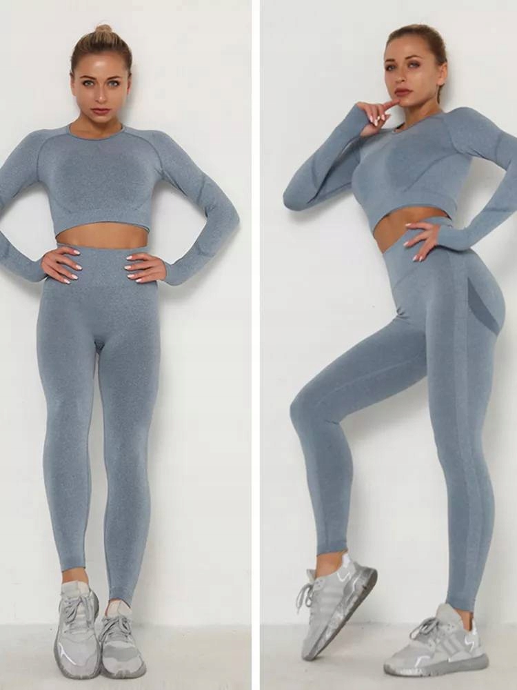 STRÓJ FITNESS JOGA SIŁOWNIA KOMPLET LEGINSY TOP S Materiał dominujący nylon