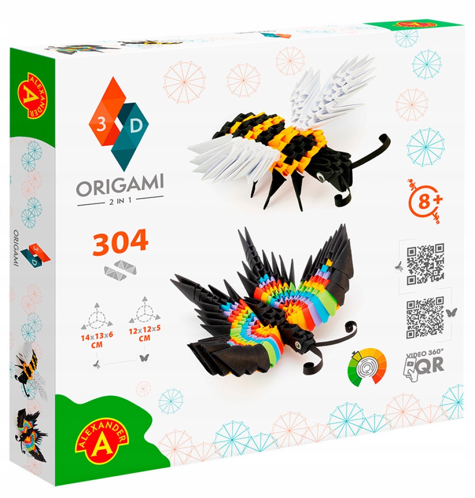 Origami 3D. Motýľ, včela