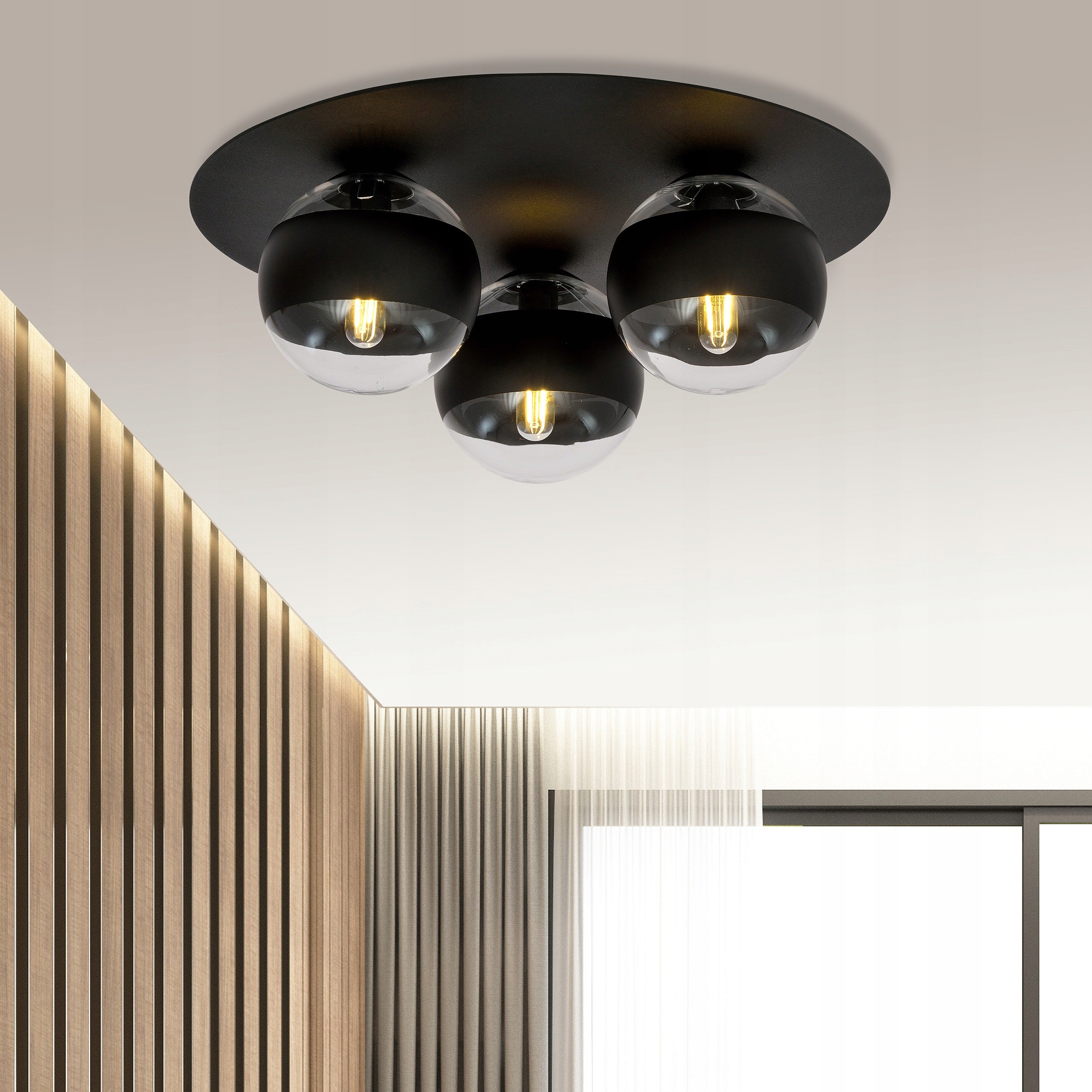 Trojitý stropné svietidlo, okrúhly strop, do pracovne a spálne Solar,