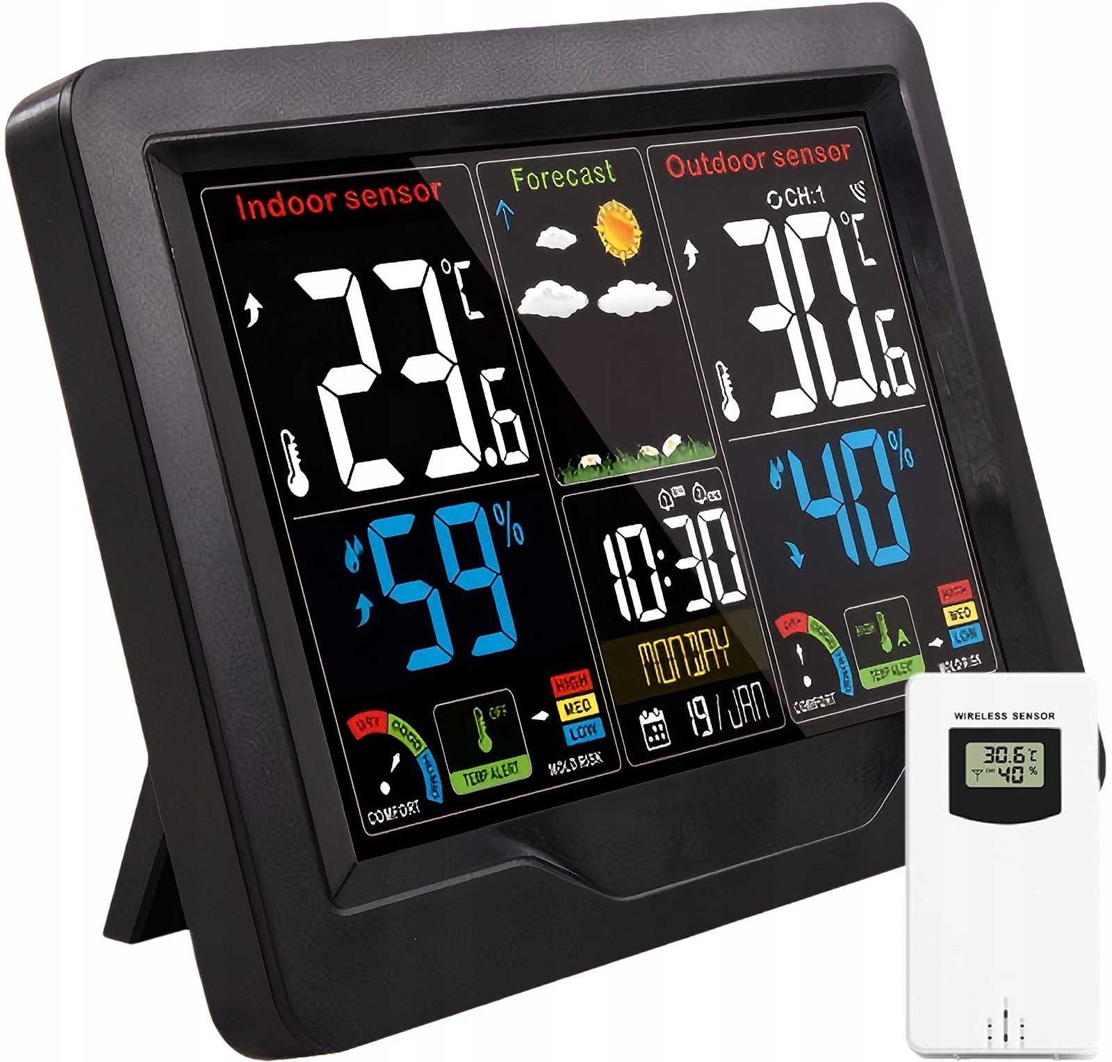 Stacja Pogodowa Bezprzewodowa Budzik Higrometr Termometr Z Rf Nadajnik