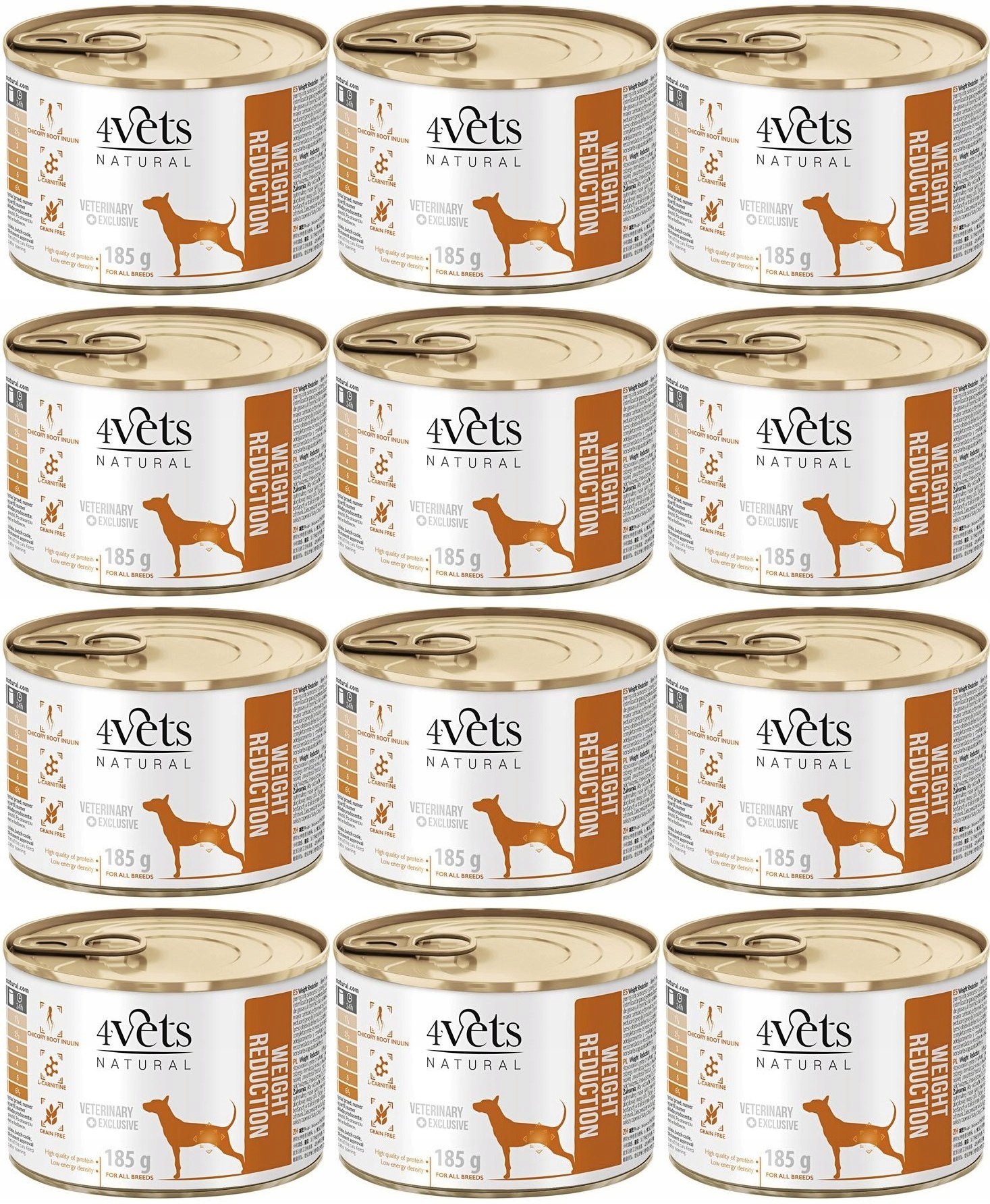 Levně 4Vets Natural Konzerva pro psy na redukci váhy 12 x 185 g