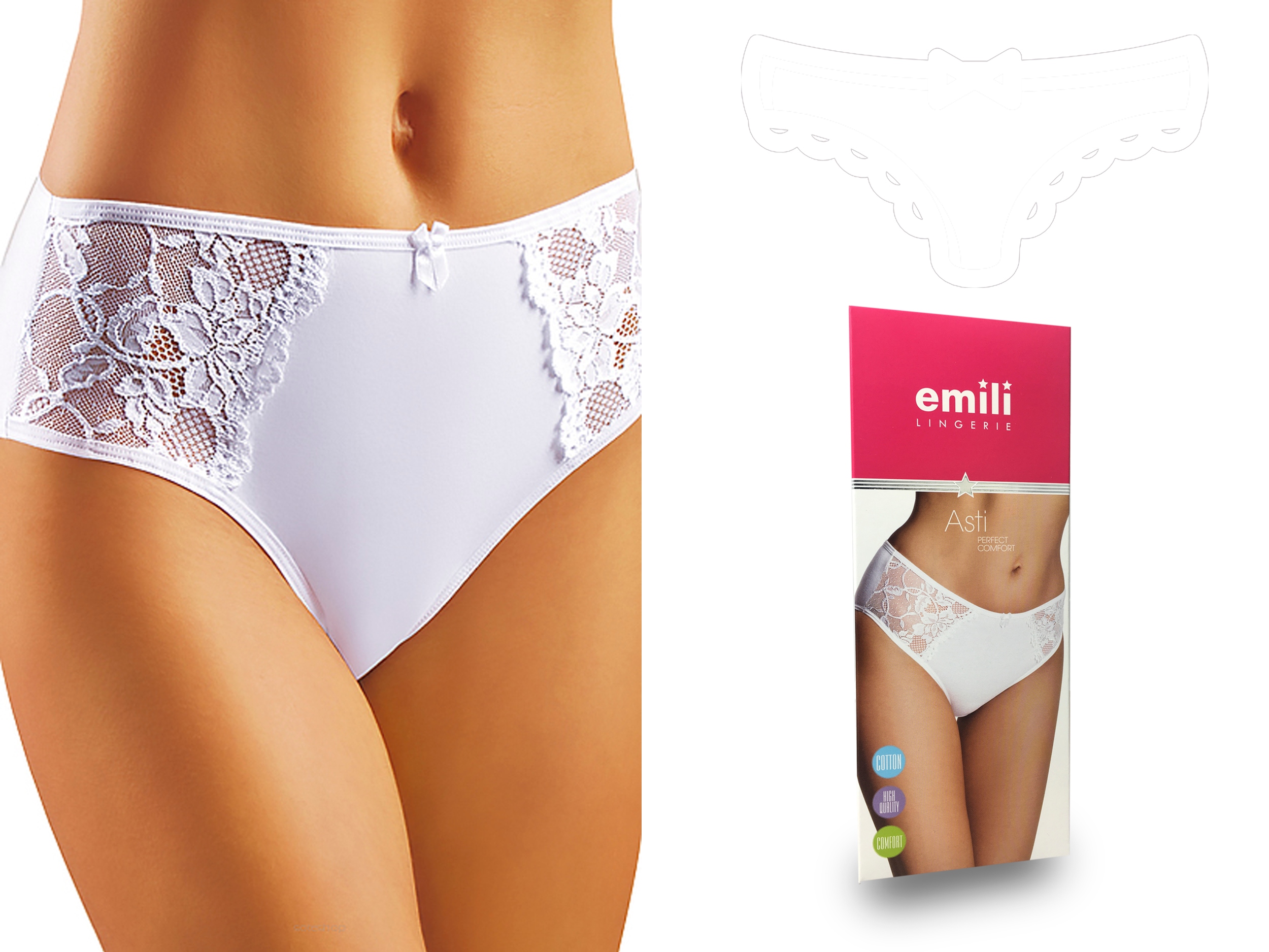 

Emili Asti Koronkowe Figi Bawełna biały M