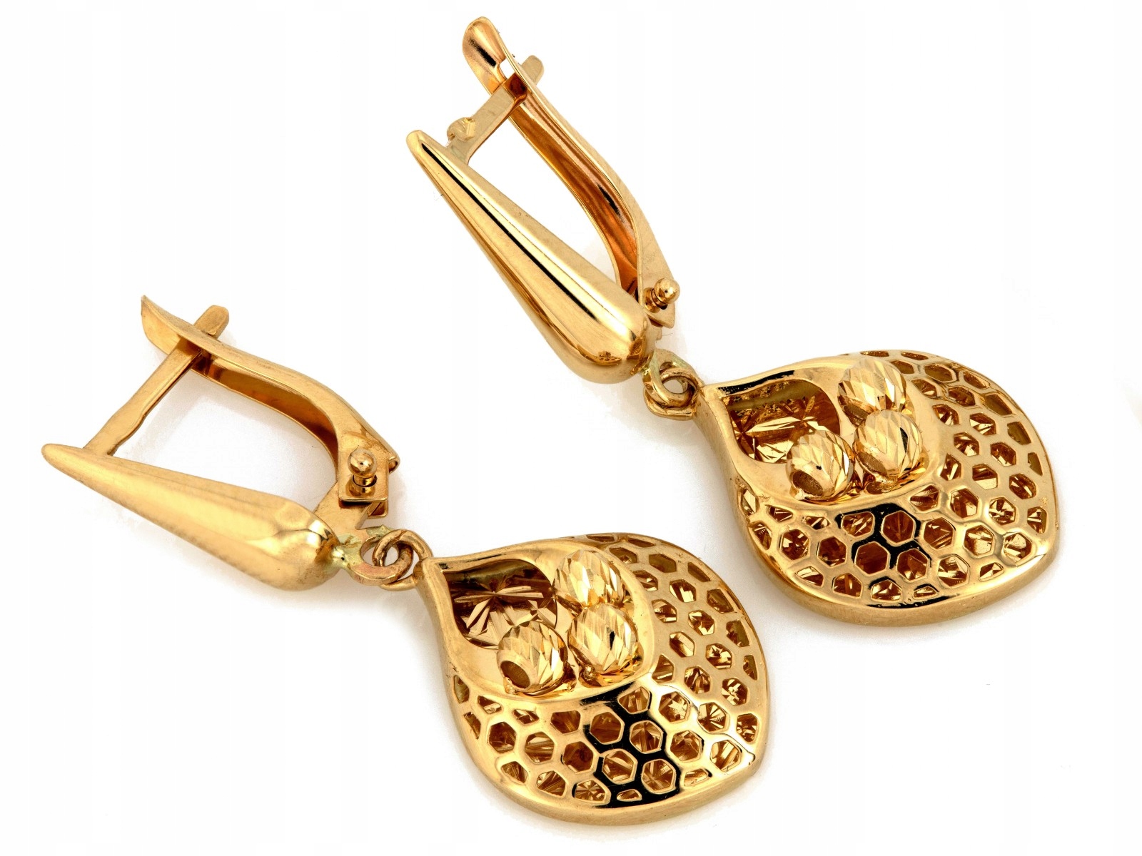 Náušnice zlaté 585 ažurové 3.94 g anglické lesklé 36.6 mm 13.8 mm