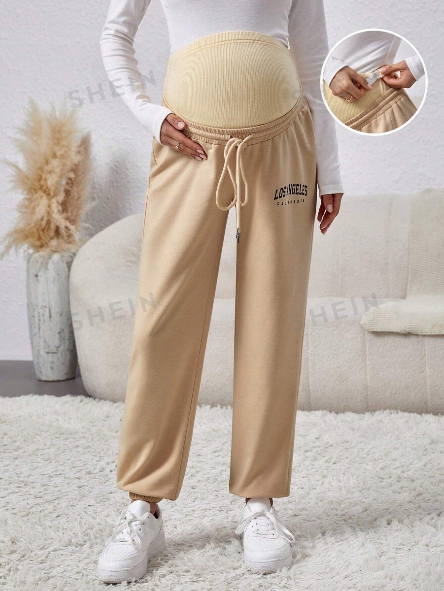 SHEIN MATERNITY SPODNIE DRESOWE BEŻOWE L 248