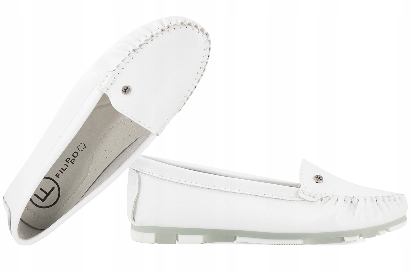 Filippo DP2037 Dámské Polobotky Mokasíny Kožené bílé, bílá, 36