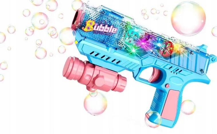 Pistolet Grający Świecący ruchome koła do Baniek Mydlanych Bańki Mydlane