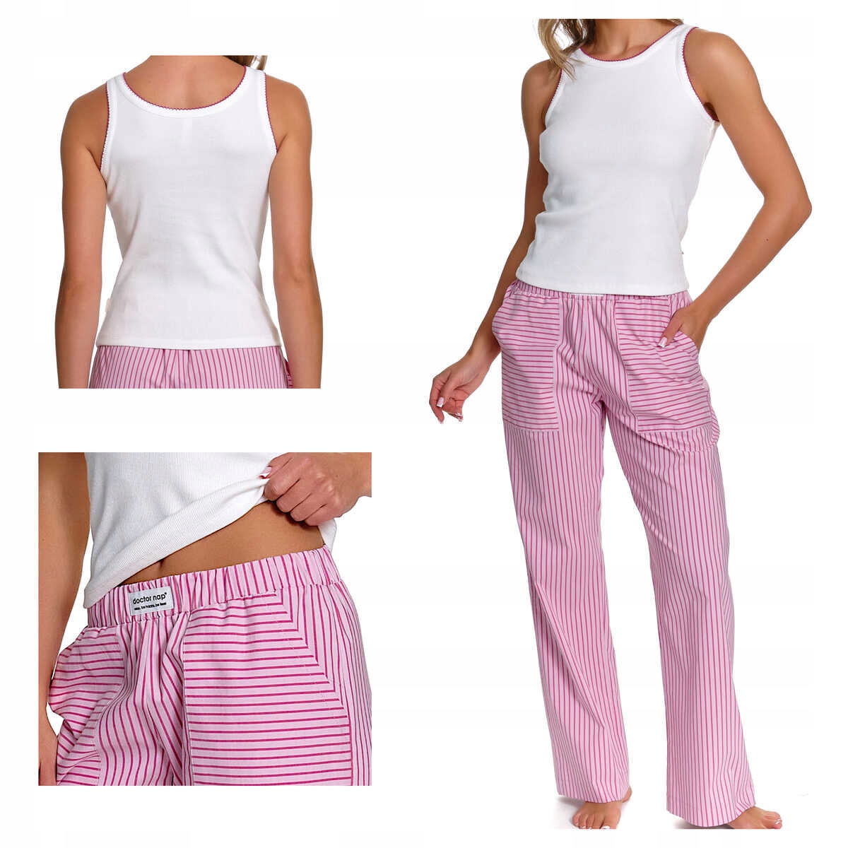 Doctor Nap Dámské pyžamo bavlna na ramínkách Pm 7426 miami pink XL