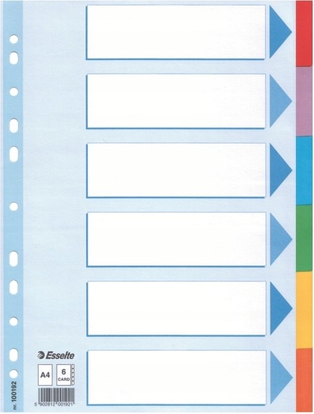 

Przekładki do segr. A4/6 Esselte tekturowe/lam