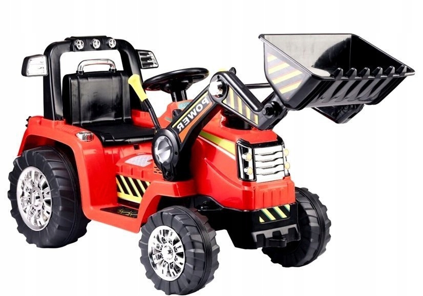 Koparka na akumulator 12V z ruchomą łyżką 2x45W czerwona dla dzieci
