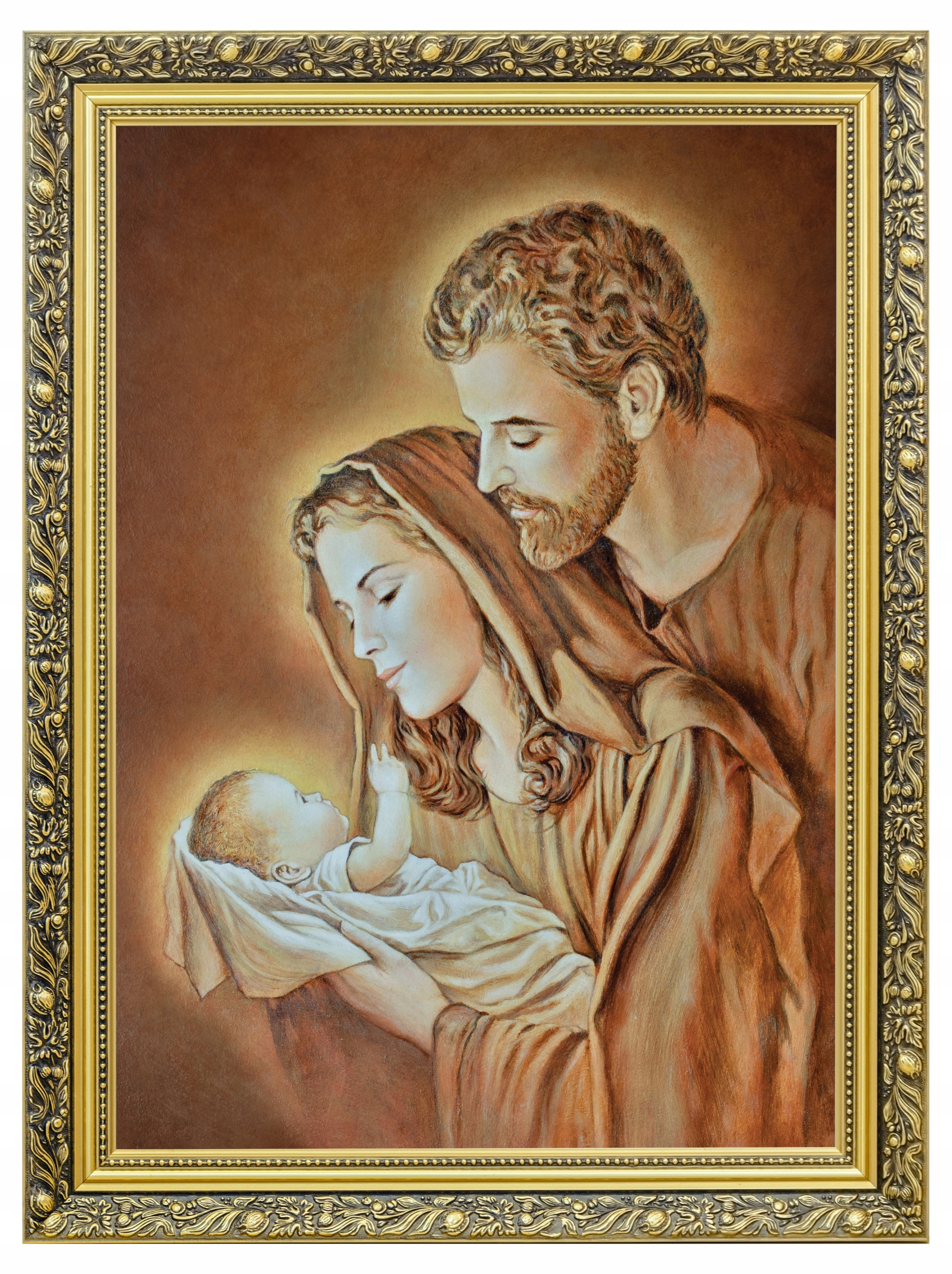 Svätá rodina Mária Jozef Ježiš Zlatý rám 60x80