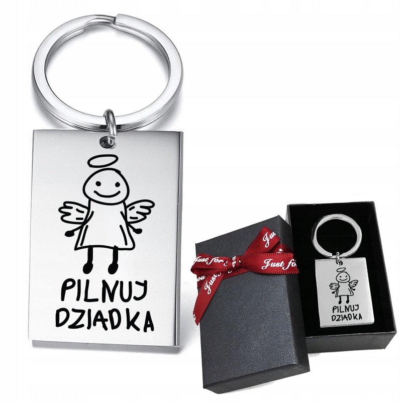 

Breloczek z Grawerem Dla Dziadka Anioł Stróż Stal