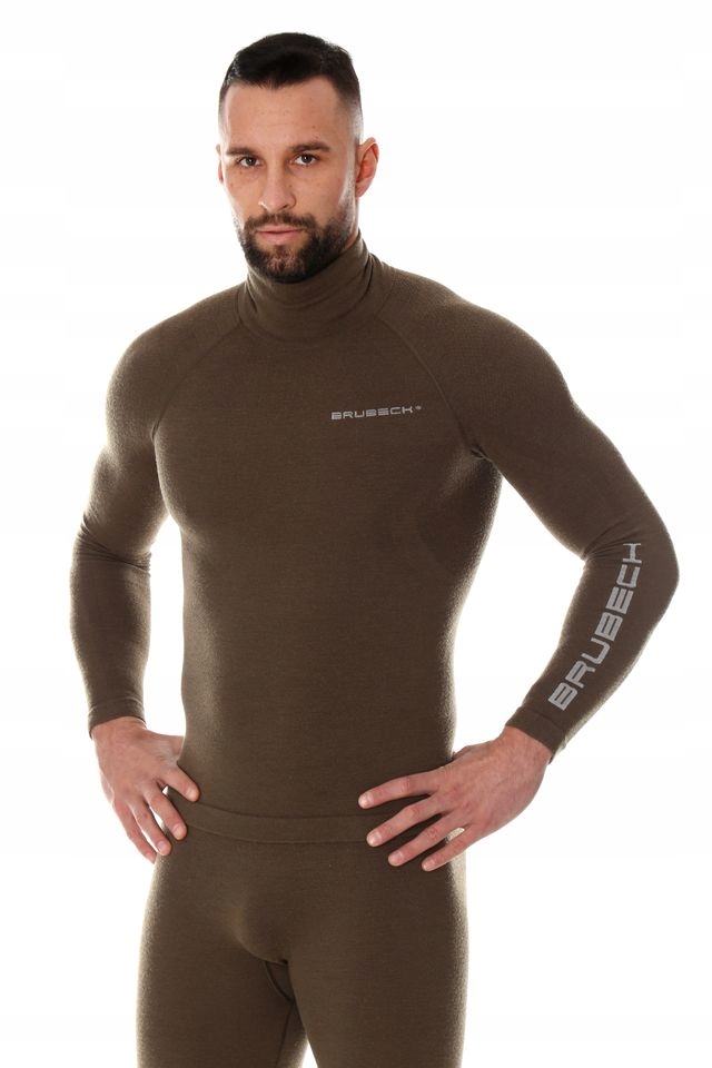 Brubeck bluza termoaktywna męska merino Ranger Wool longsleeve khaki XXL