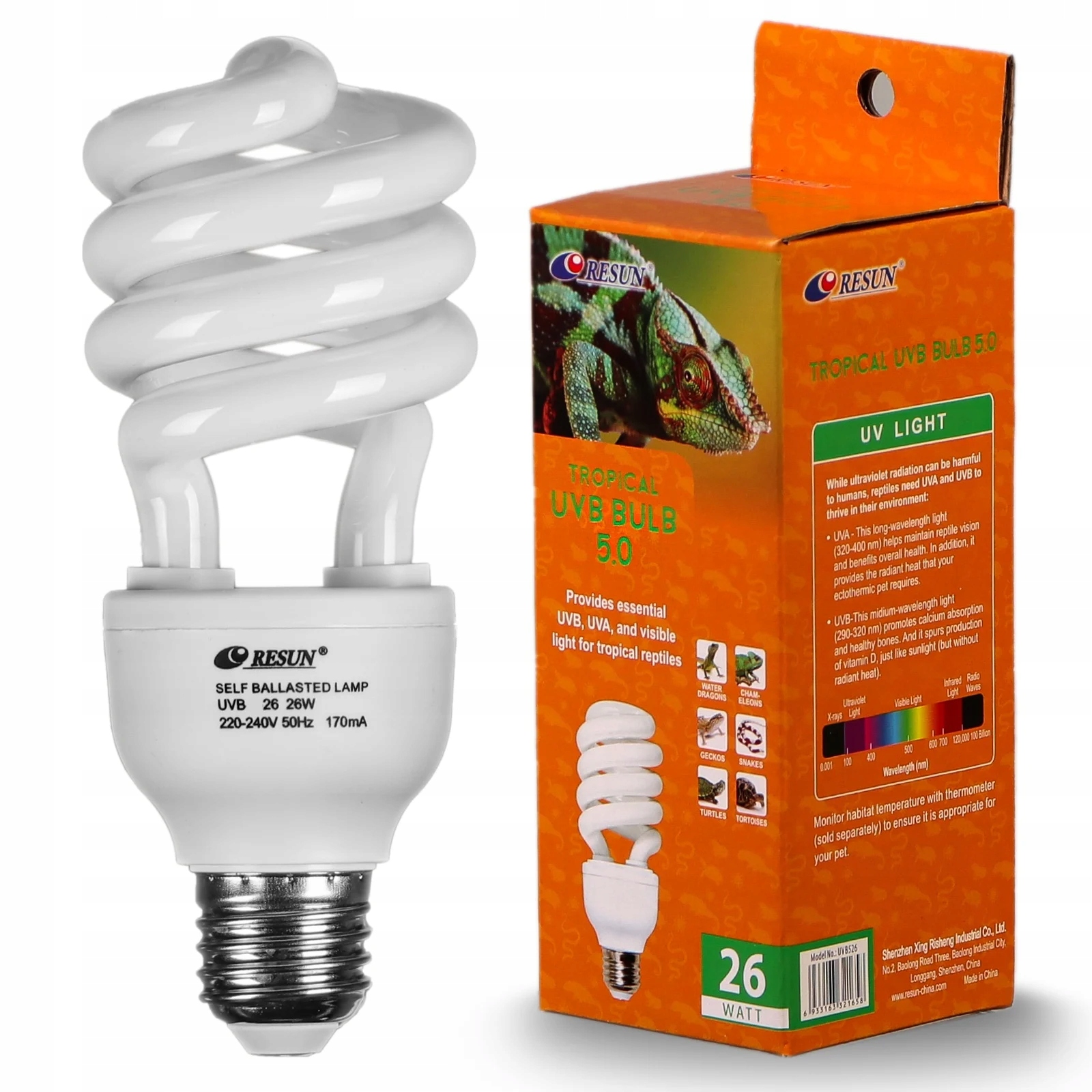 Uvb Žárovka 5.0 Do Terária Pro Plazy Tropická Lampa Pro Plazy 26W