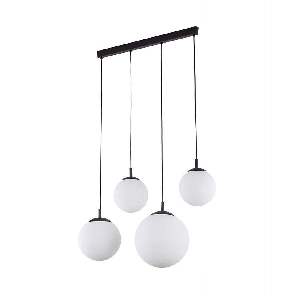 Moderní závěsná lampa mléčné koule na liště nad jídelním stolem Esme