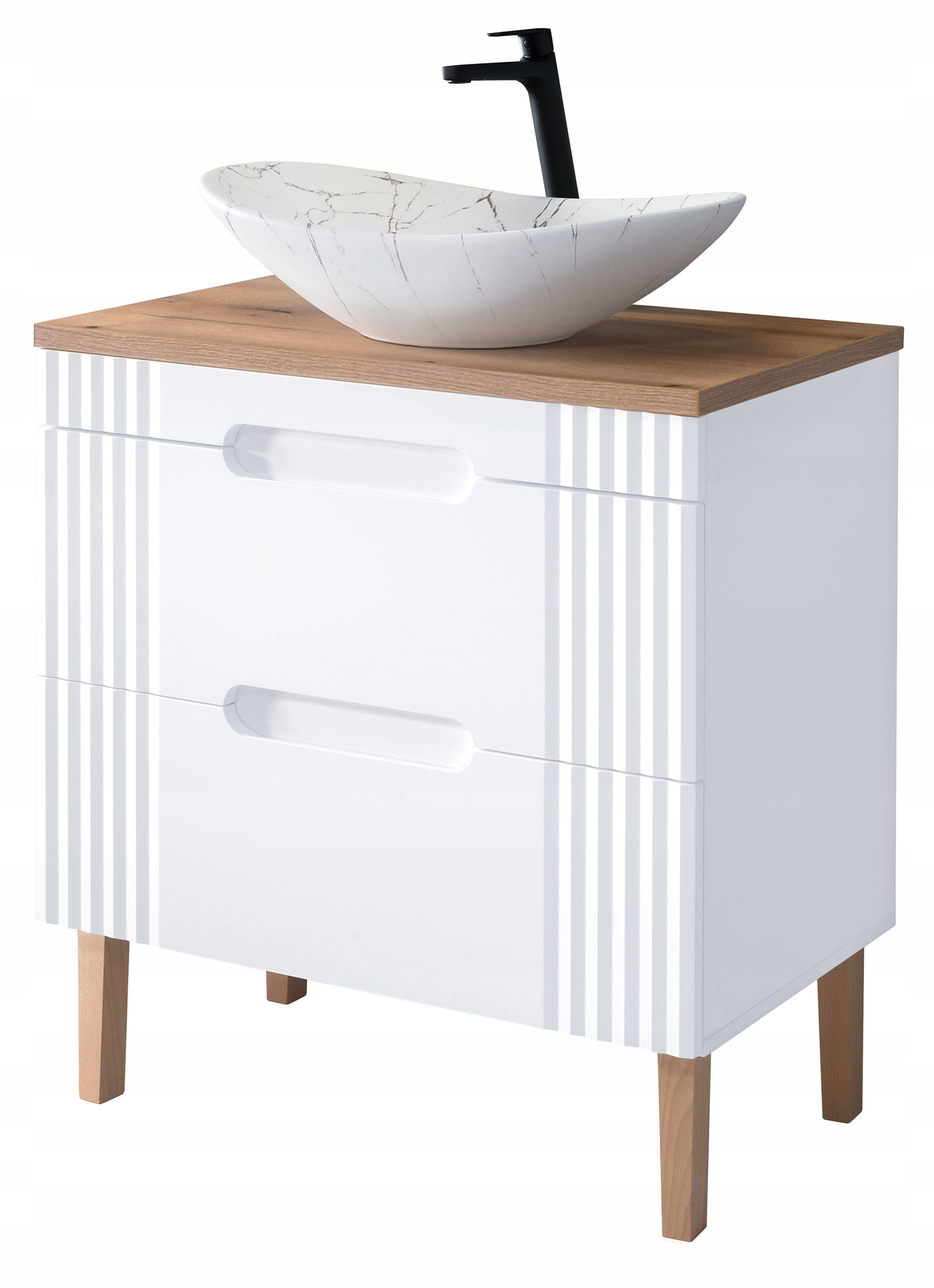 Szafka 80 cm Fiji White a z umywalką Lena MW17