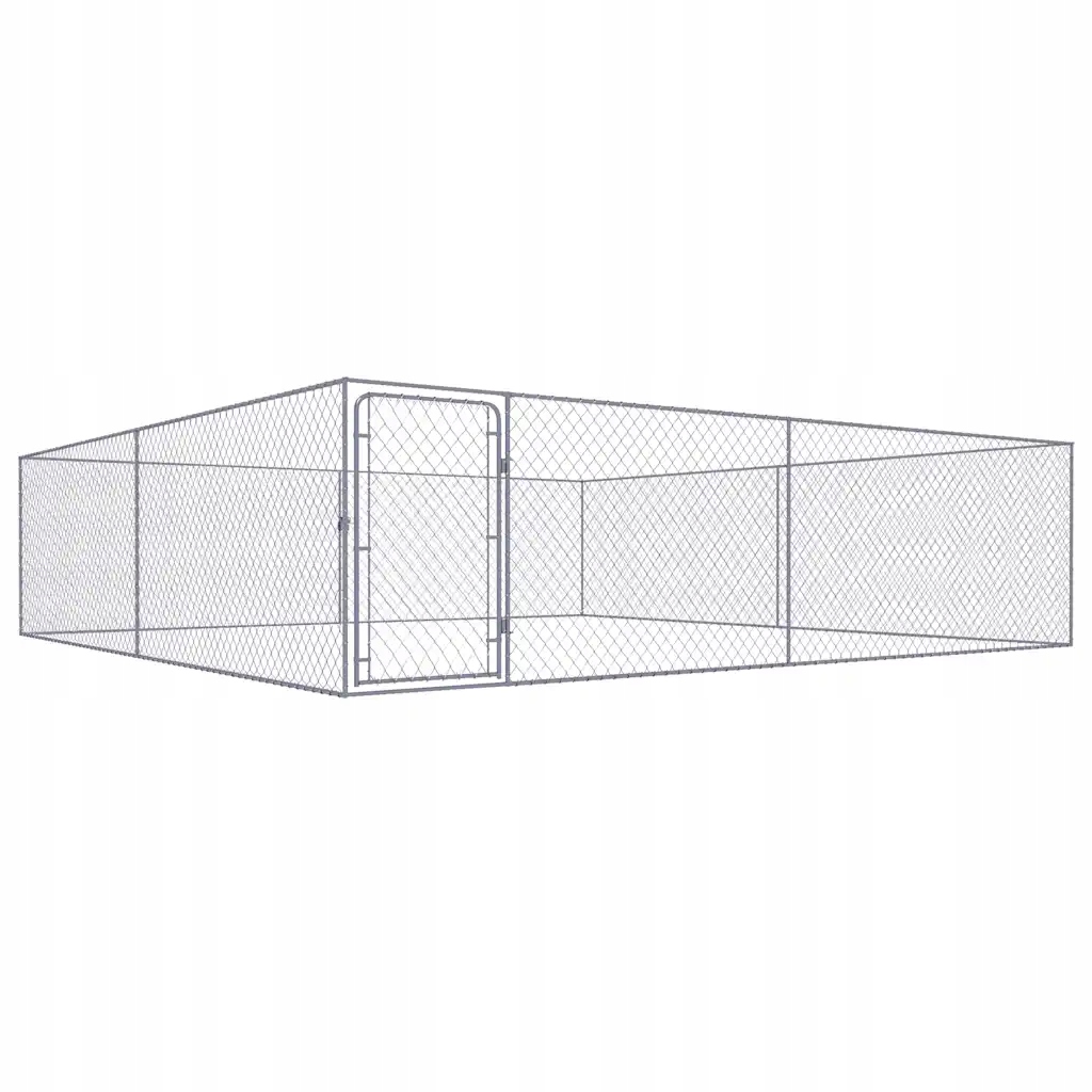 Levně Kotec pro psy z pozinkované oceli, stříbrný, 4x4x1 m, dveře na pantech