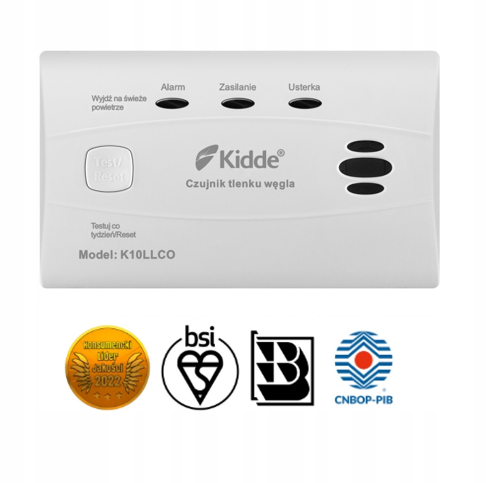 CZUJNIK CZADU tlenku węgla KIDDE K10LLCO - 10LAT Marka Kidde