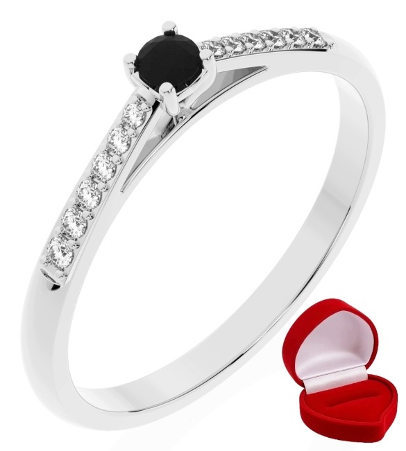 Zlatý Prstýnek 585 14k Brylant Lab 0,06 ct Bílé Zlato R27