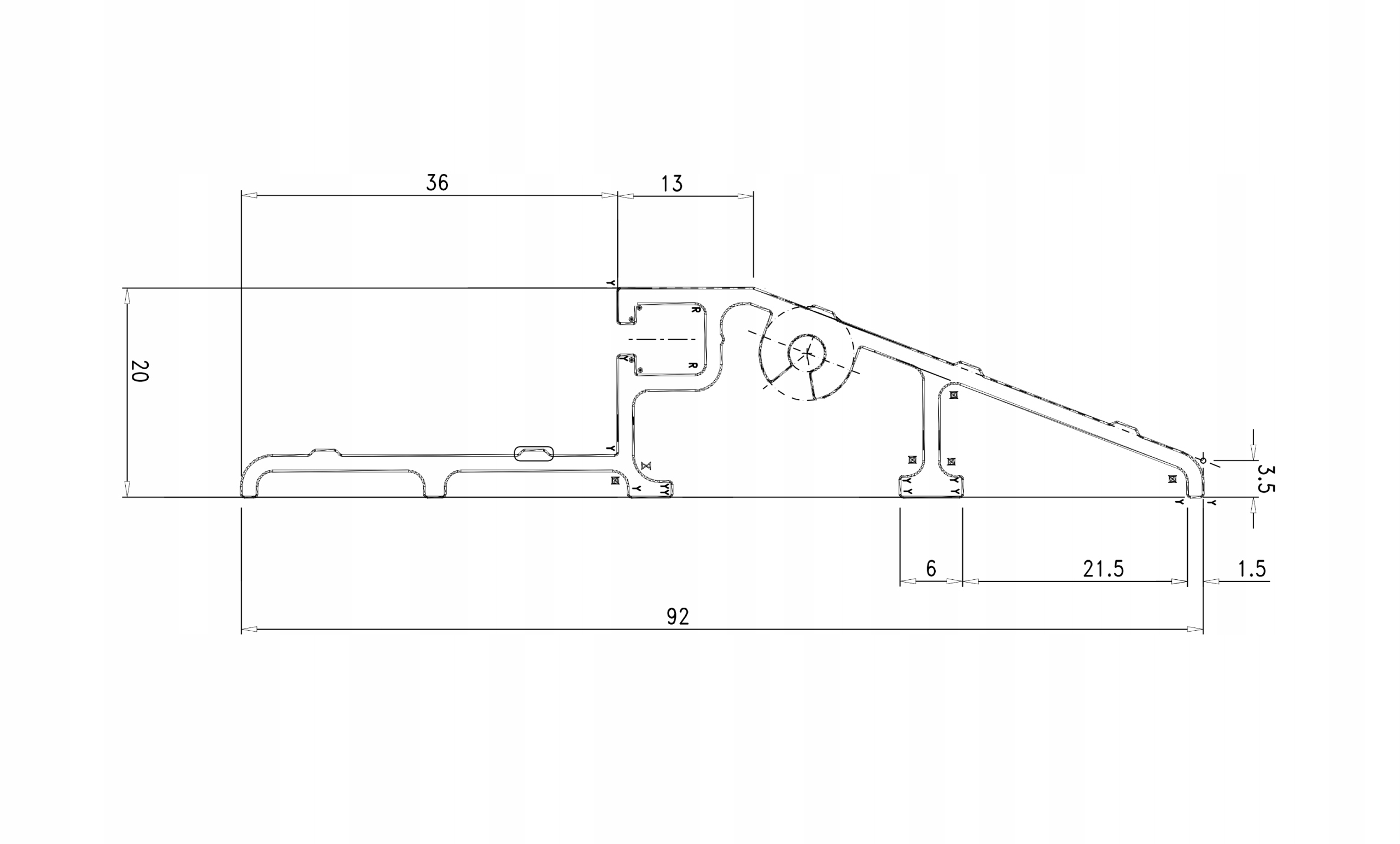 PRÓG ALUMINIOWY - "103" CIĘTY NA PROSTO Długość 1.03 m