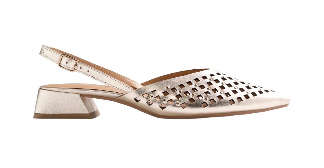 Zlaté dámské kožené lodičky slingback Gioseppo 79015 Lagos r40