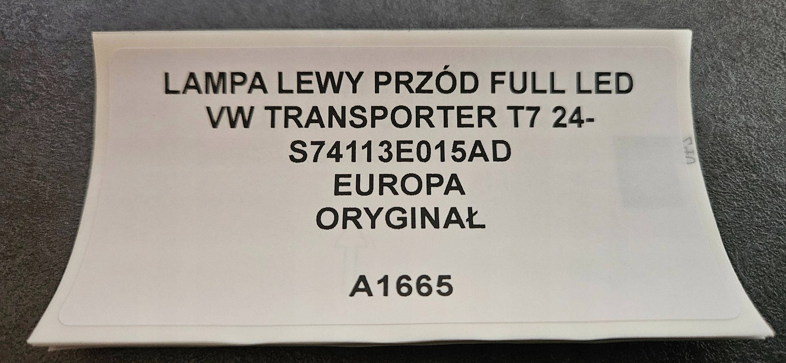 light left front FULL LED VW TRANSPORTER T7 24- original S74113E015AD