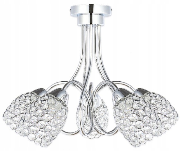 Lampa lustr Krystalový chrom křišťály 5xE27 glamour