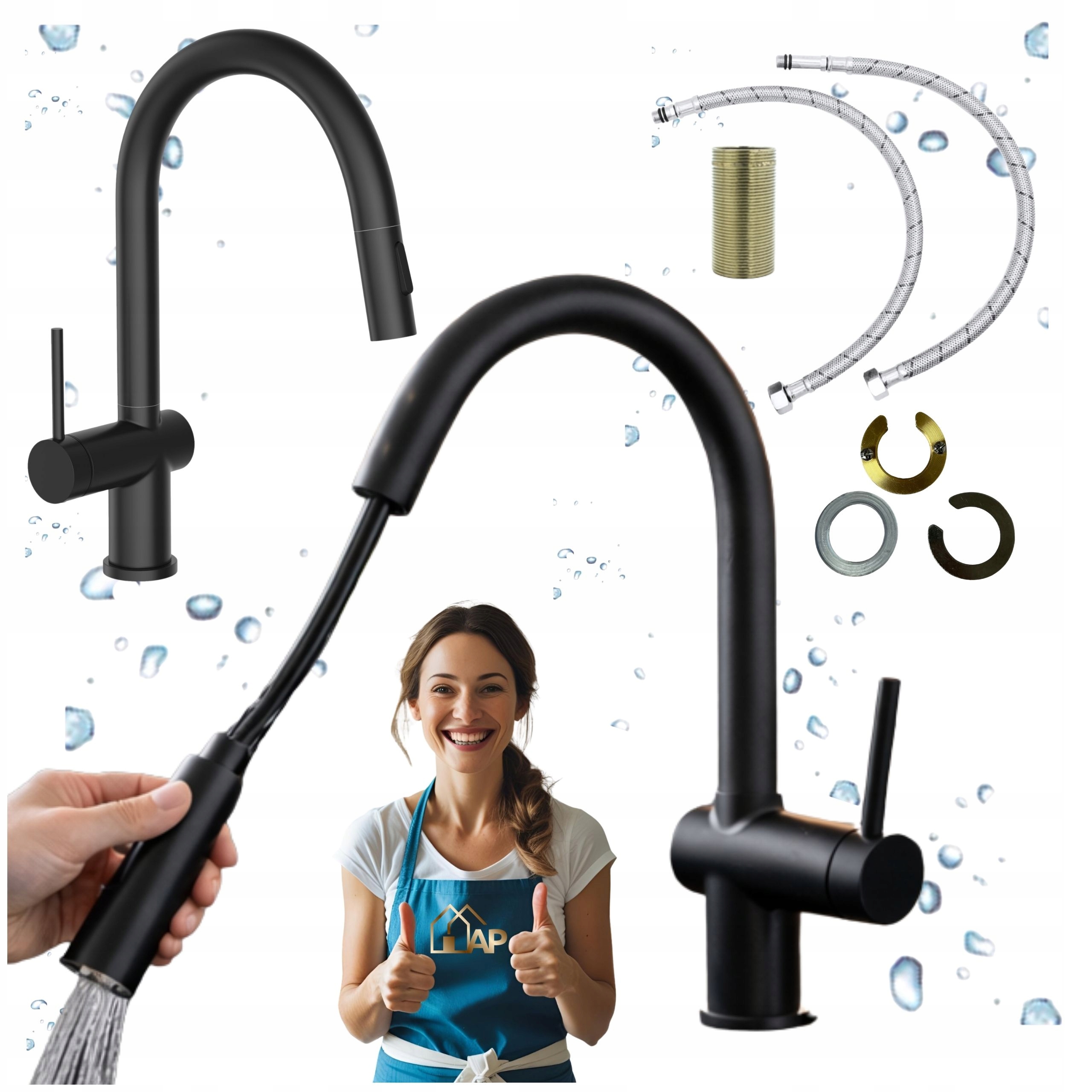 Kuchyňská dřezová baterie s výsuvným výtokem Kuchyňský kohout černý