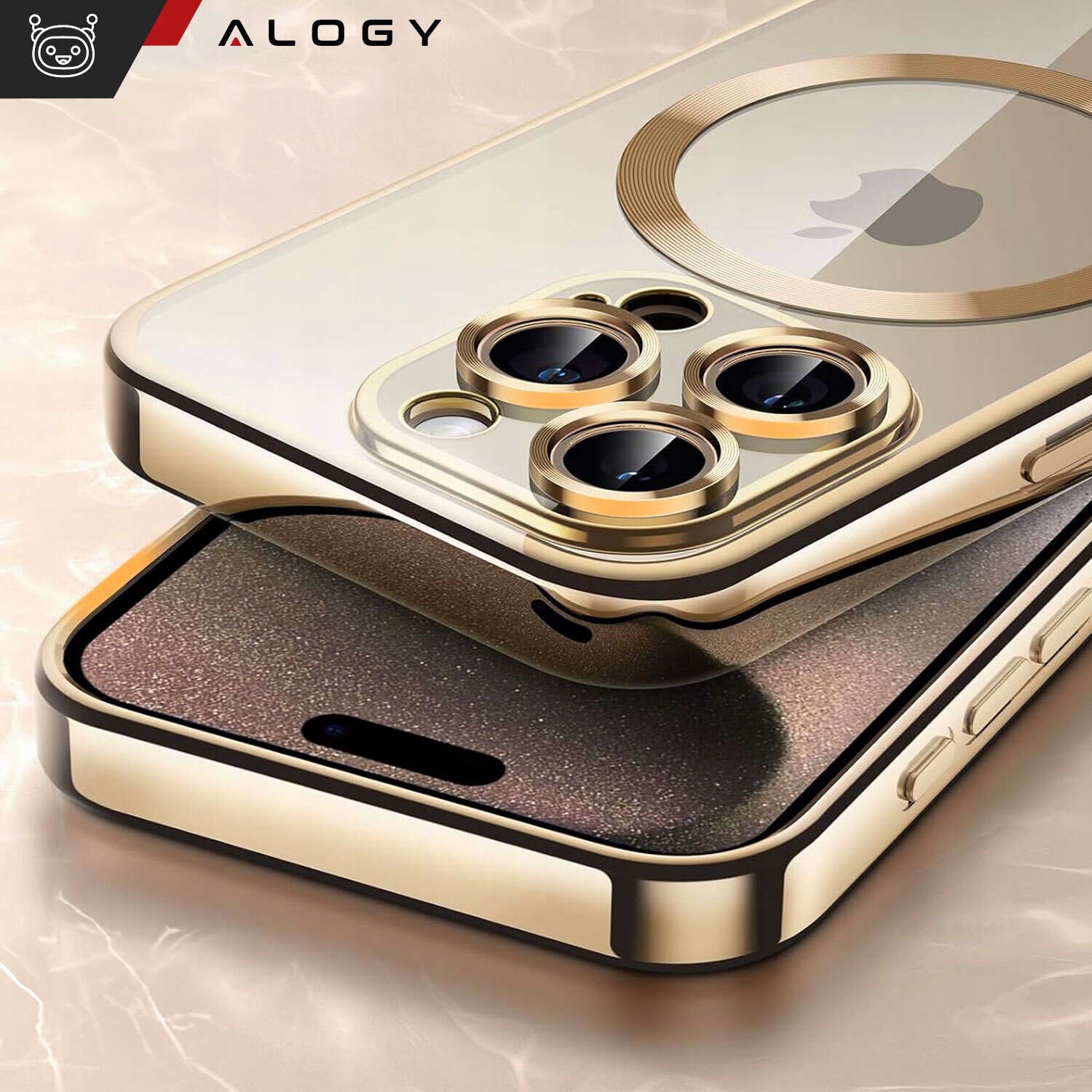 ETUI MAG SAFE CASE DO IPHONE 15 PRO GLAMOUR LUXURY OBUDOWA SLIM RING COVER Kolekcja Obudowa Glamour Slim