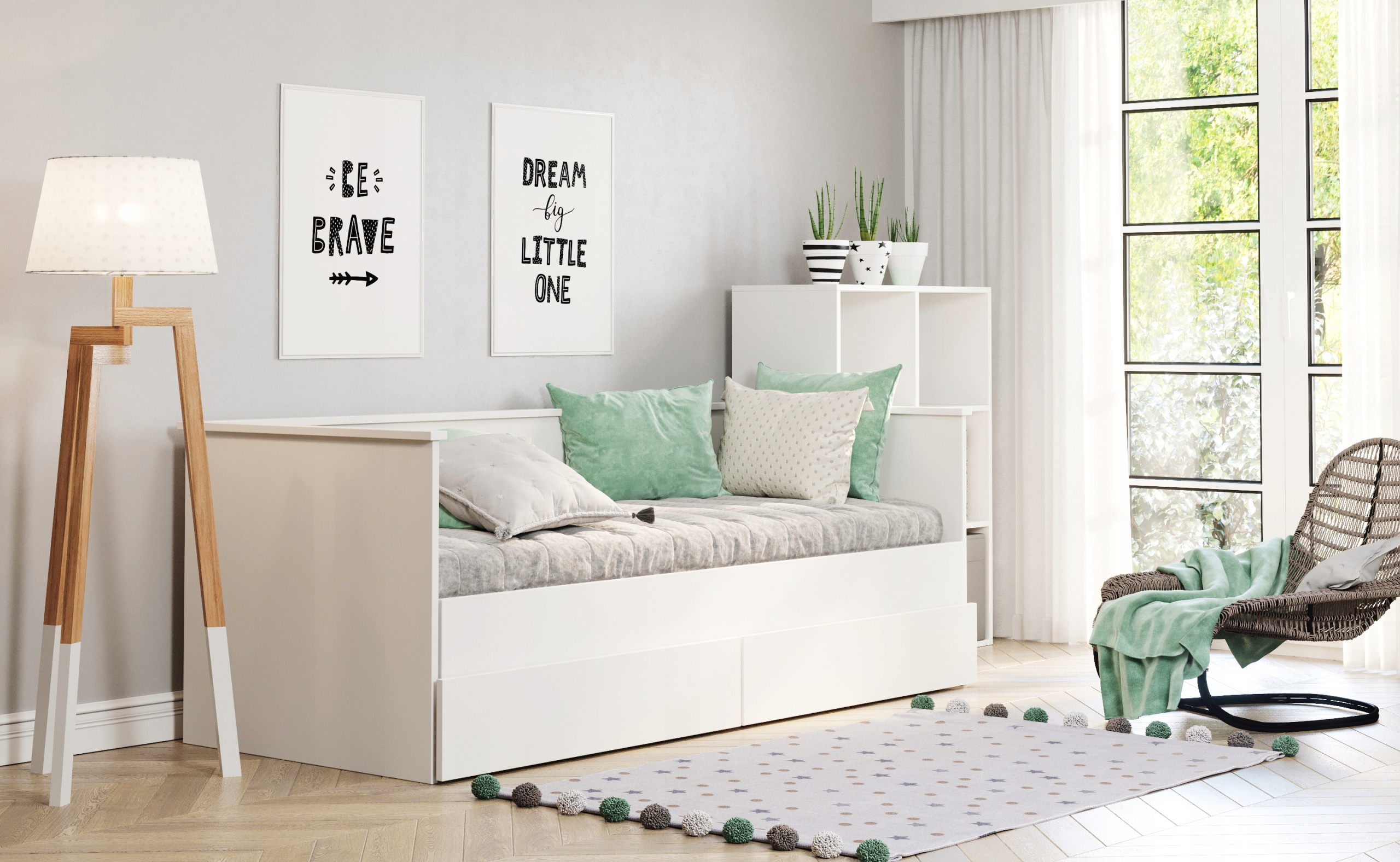 

Łóżko rozkładane Helios materac białe 80x200