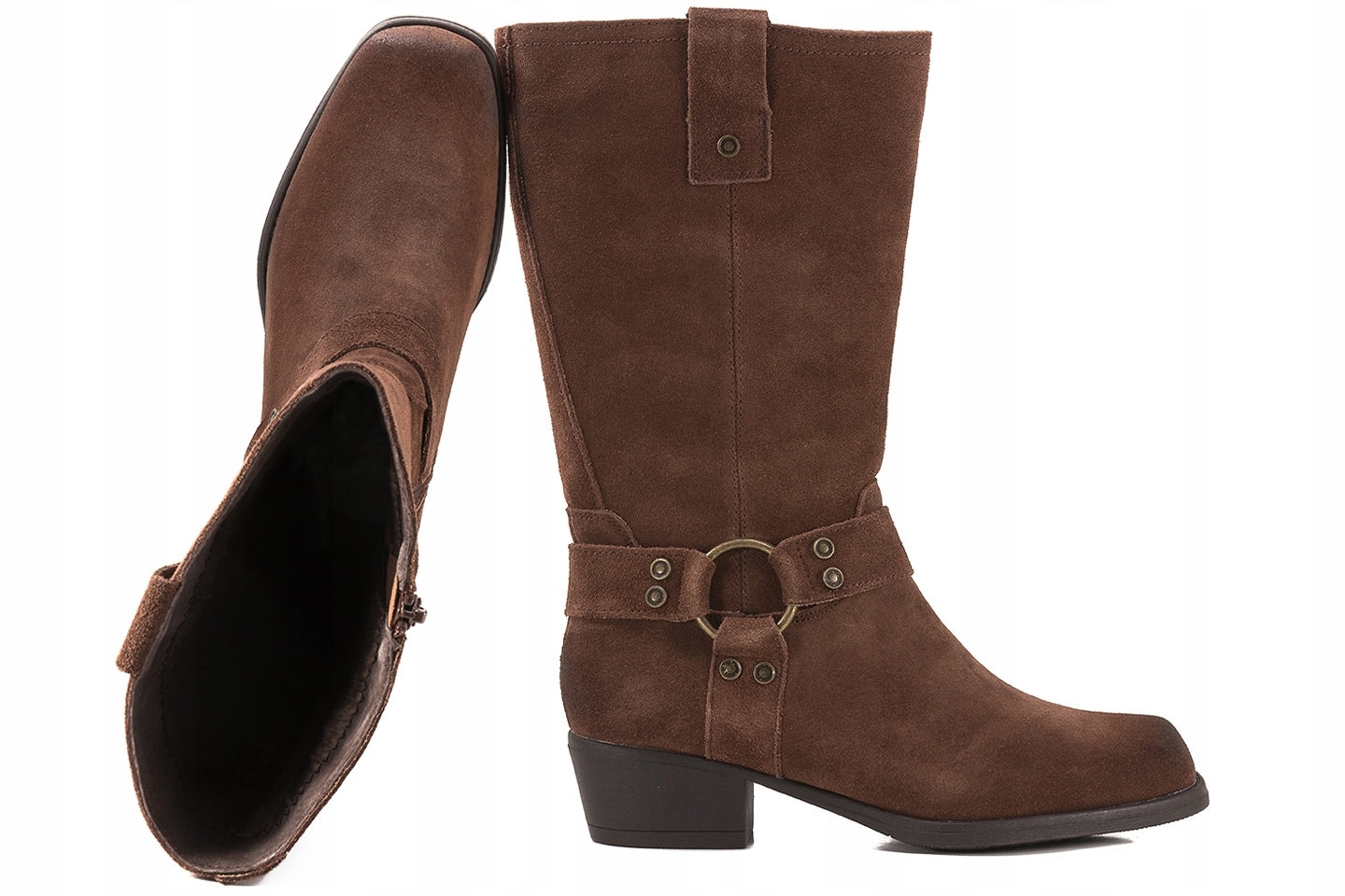 Sergio Leone KZ265-S Kozačky Vysoké Kovbojské Boty Na Podpatku Semišová Kůže 39