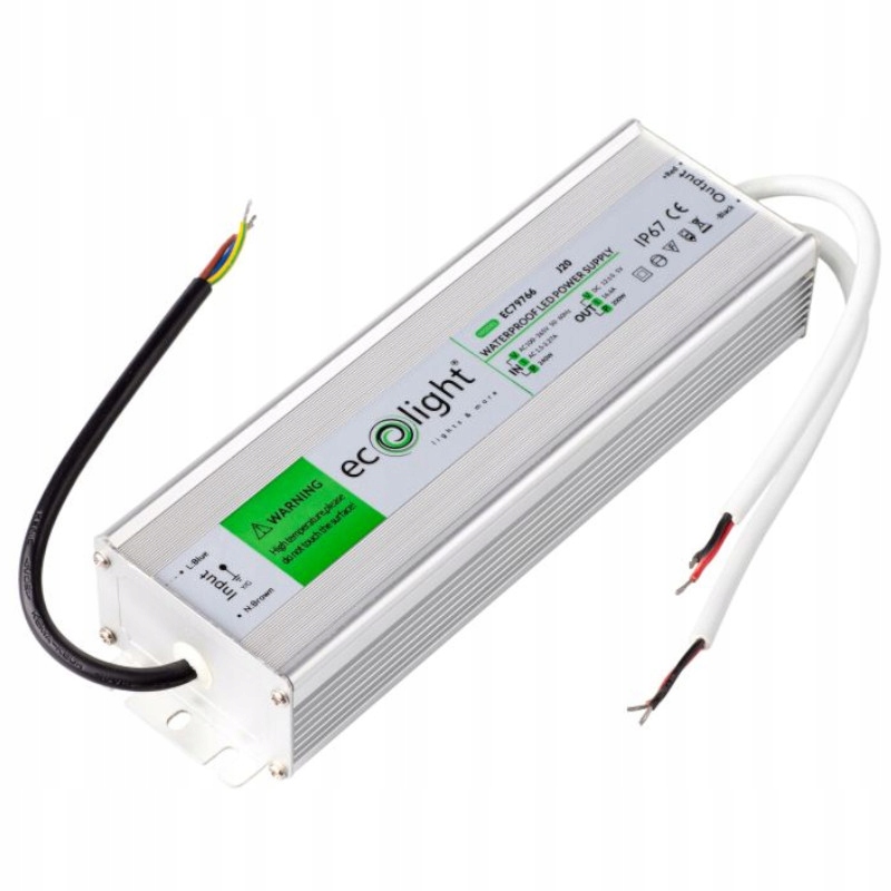 ZASILACZ DO LED WODOSZCZELNY HERMETYCZNY DO TAŚM LED TRANSFORMATOR 200W 12V