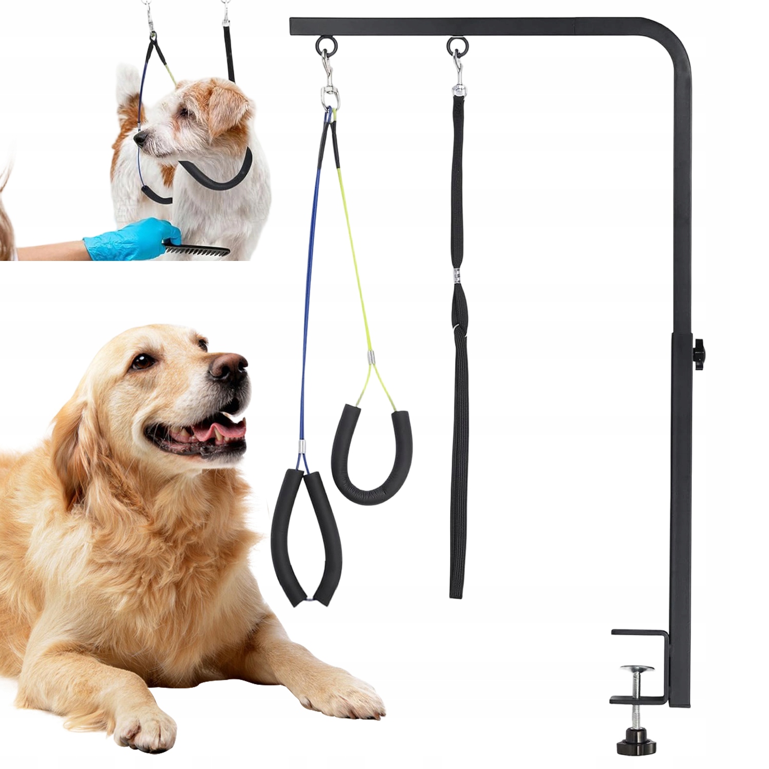 Levně Stojan Na Grooming Se Třemi Sponami Na Laně Pro Dům A Obývací Pokoj