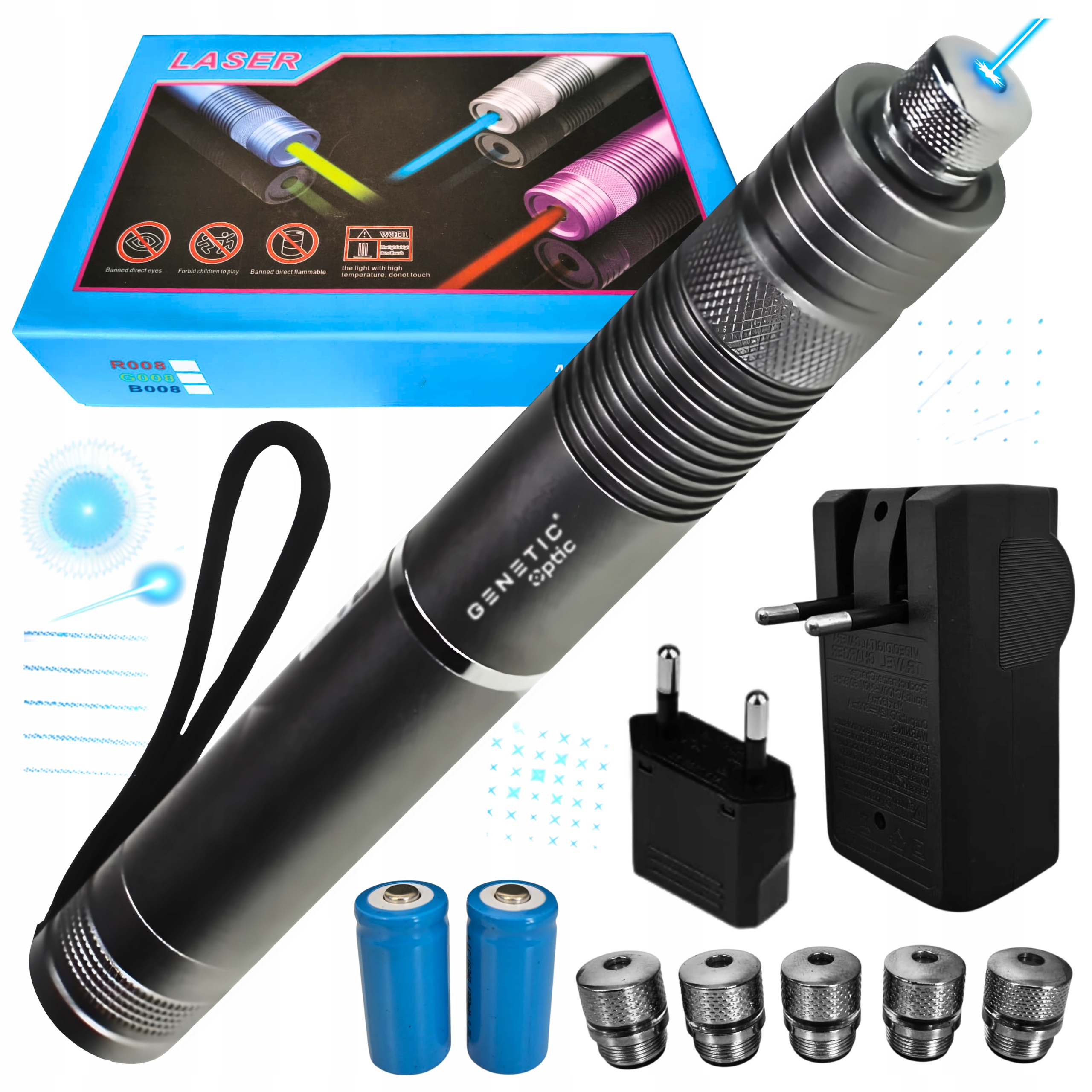 Laser Wskaźnik Niebieski Najmocniejszy Legalny Laserowy Punktowy Zestaw