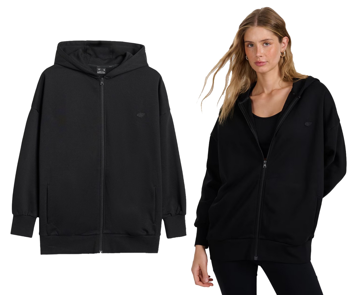 Zateplená Tepláková mikina 4F se zipem s kapucí F1886 černá L