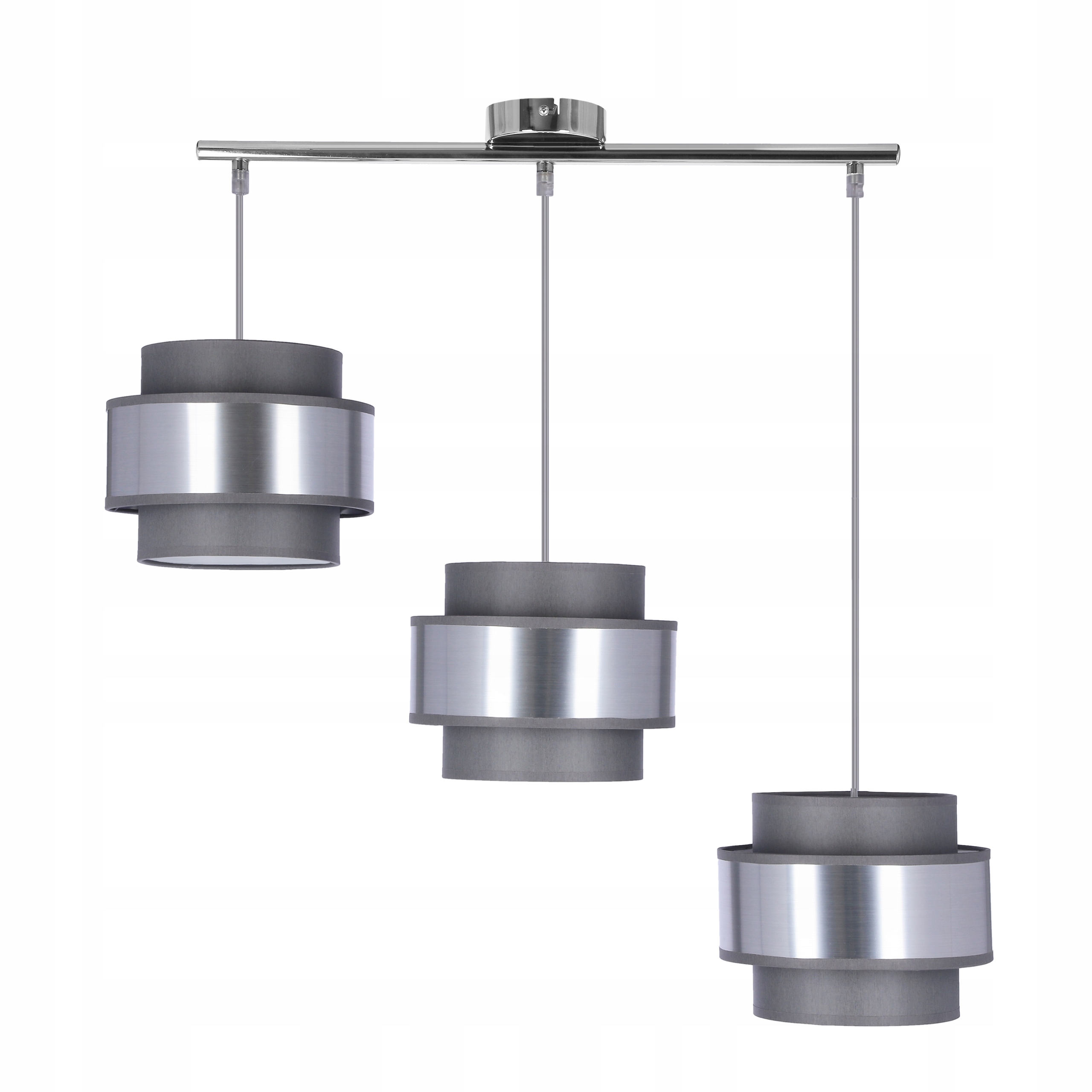 Elegantní závěsná lampa nad stůl s nastavitelnou chromovou barvou, šedá, stříbrná, 3-bodová