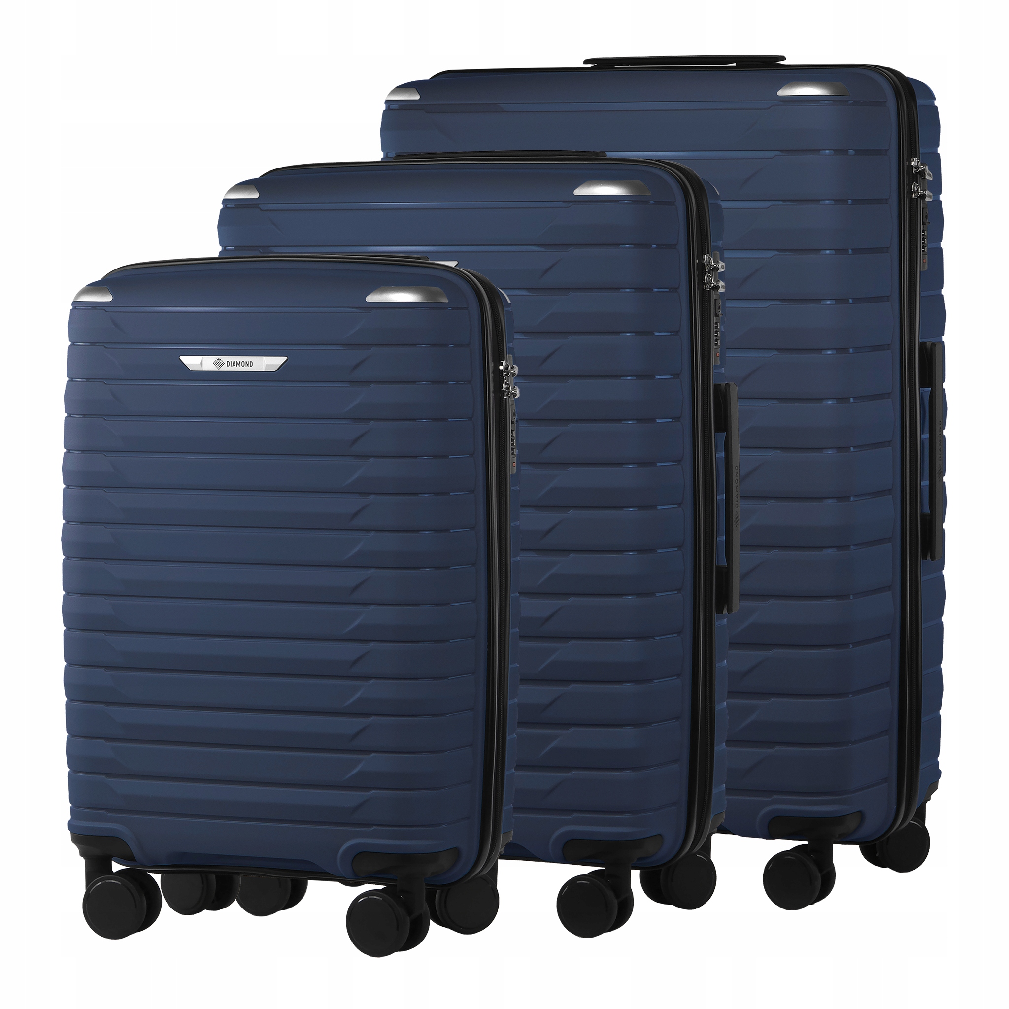 Sada Cestovních Kufrů 3v1 Z Polypropylenu Diamond Tmavě Modrá P420